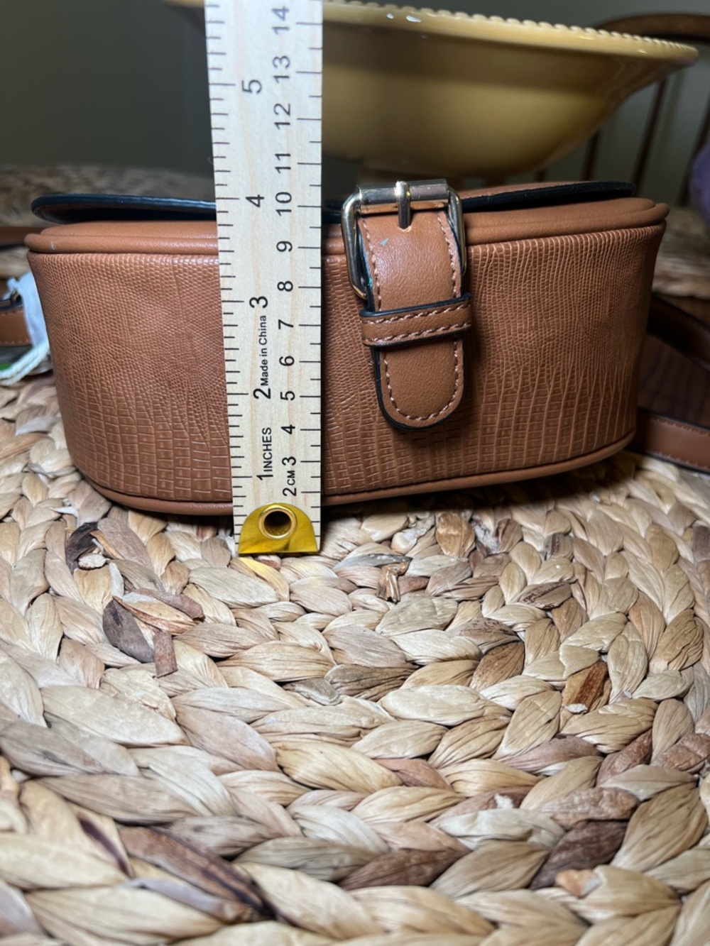 Alyssa Brown Crossbody Bag Vegan Leather Saddle Purse Textured Flap NWT - Picture 16 of 16